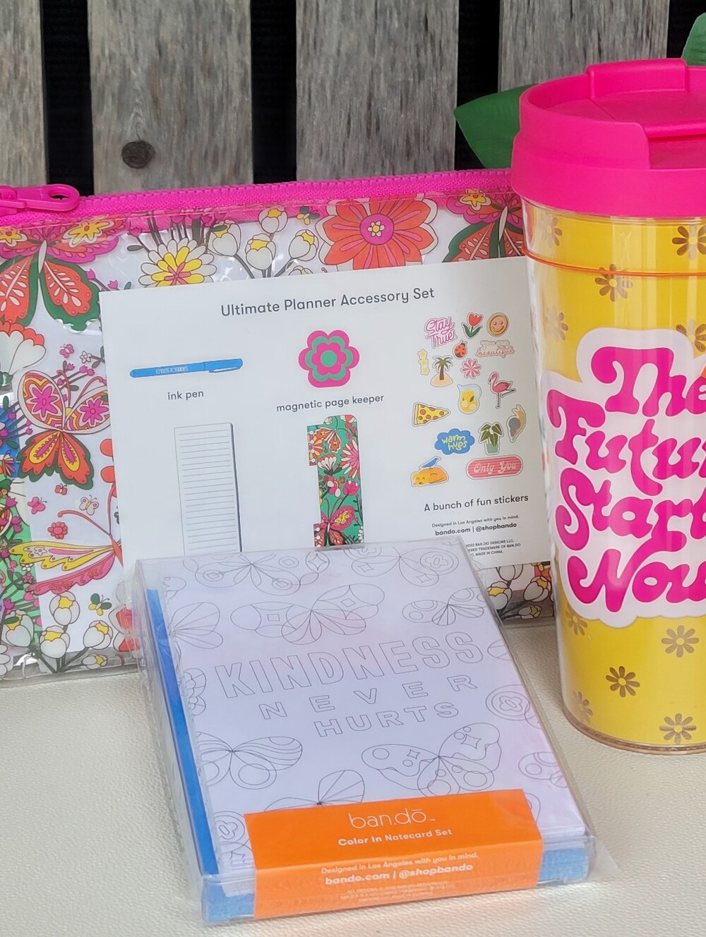 ban.do HOT STUFF thermal mug  hot pink & yellow, Activity Pack, Note Cards - Picture 6 of 8